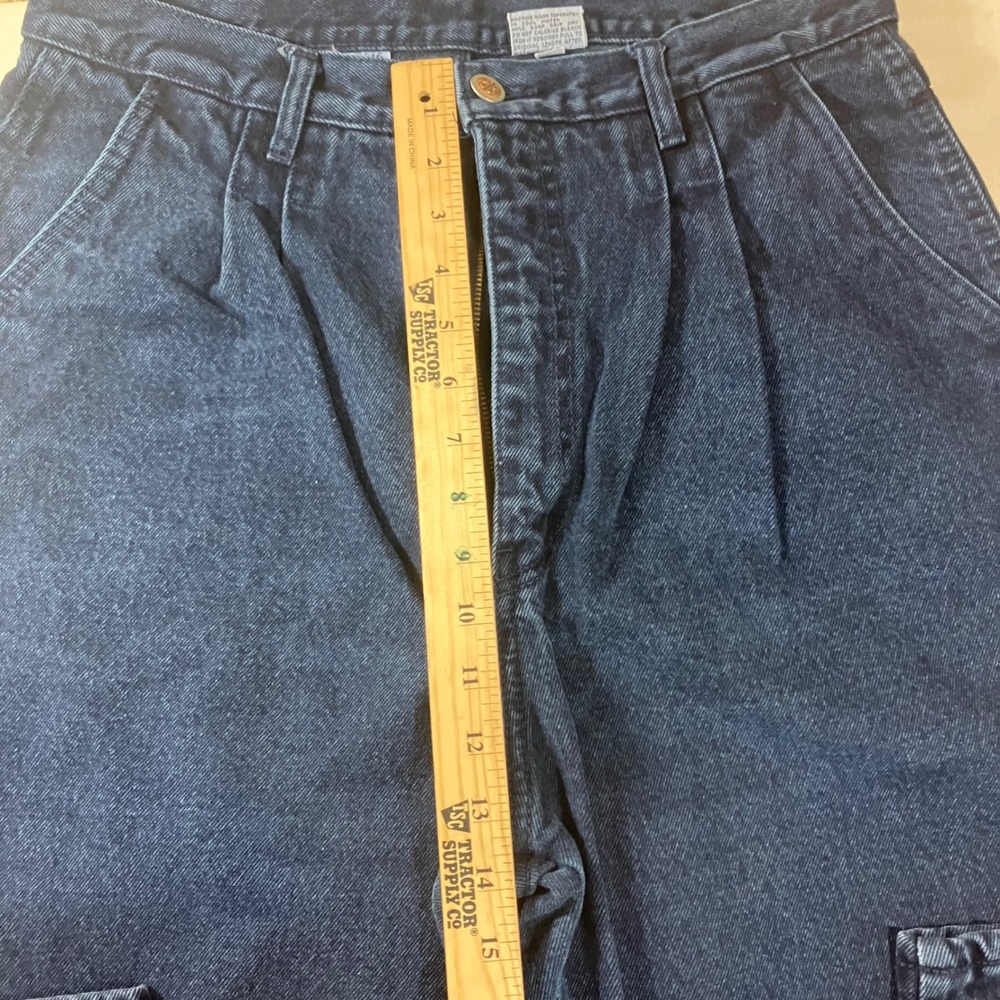 Vintage Bill Blass High Rise Pleated Mom Jeans Dark Wash Blue Tapered Size 16 - Picture 4 of 10
